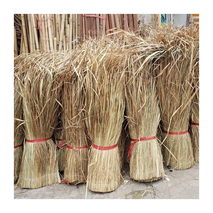 Rotoli di erba arrotolabili naturali all'ingrosso per coperture di palme secche in paglia da parete e tetto dal Vietnam