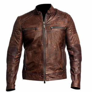 Hot Selling Men's Leather Jacket Biker Distressed Leather <b>Top</b> Quality Material <b>Plus</b> <b>Size</b> jacket for men - Product Image 1