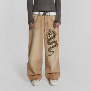 StreetwearBaggy Jeans New Washed Black <b>Denim</b> Baggy Flare Jeans for Men Breathable Custom Fashion Breathable, STRAIGHT, Man Jeans - Product Image 2