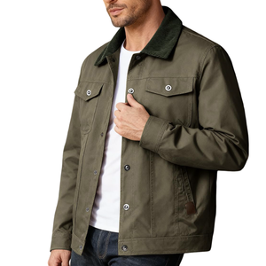 Covered Button Newly Arrived Cotton Breathable <b>Long</b> Sleeves Canvas <b>Men's</b> <b>Jackets</b> <b>Man</b> <b>Jackets</b> <b>Jacket</b> for <b>man</b> - Product Image 3