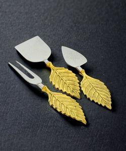 Juego de cuchillos para queso de metal con mango de hojas decorativas más vendidas al mejor precio de la India - Product Image 4