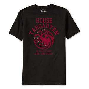 T-shirt in jersey con grafica della casa Targaryen X-Large da uomo di Ripple Junction Game of Thrones-Nero - Product Image 1