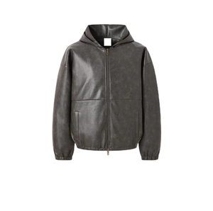 แจ็กเก็ตหนังระบายอากาศได้แฟชั่นใหม่แจ็กเก็ตหนังลำลองฤดูหนาวสีตัดกันมีฮู้ดสำหรับกลางแจ้ง - Product Image 6