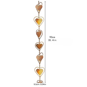 โซ่ฝนโลหะทำจากเหล็กสำหรับบ้านและสวนพร้อมโซ่ฝนรางน้ำรูปหัวใจหลากสี - Product Image 5