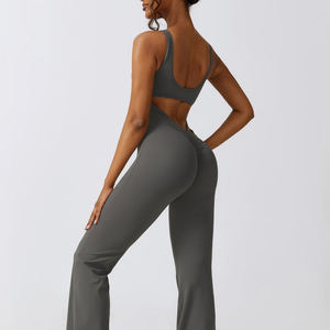 Combinaison de sport sexy sans dos pour femme, respirante, pour l'extérieur, avec effet froncé aux fesses, idéale pour la gym, l'entraînement et le yoga - Product Image 3