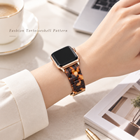 Bracelet de remplacement pour montre connectée en résine écaille de tortue et acier inoxydable, avec fermoir papillon réglable, pour la vente en gros et l'OEM
