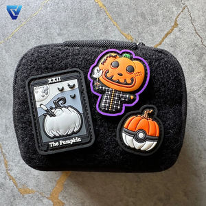 Patchs d'Halloween en caoutchouc à repasser Badge nominatif Patchs d'horreur Citrouille d'Halloween Décoration du jour des morts mexicains pour vêtements - Product Image 1