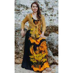 Q3009 đẹp Úc Bali ikat của phụ nữ cộng với kích thước Cardigan phong cách nhún vai Top áo bọc cộng với kích thước của phụ nữ áo cánh Áo sơ mi - Product Image 1