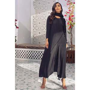 Camisa de Satén Noir Elegance para Mujer con Mangas Tres Cuartos y Dupatta para Todas las Temporadas - Product Image 1