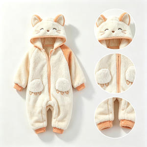 Custom Fleece <b>Cat</b> Hooded Baby Plush <b>Backpack</b> Newborn Kitten Animal Costume Soft PP Cotton Filling Christmas Snowsuit - Product Image 1