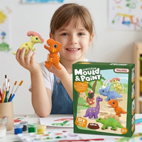 Mainan anak-anak lucu bermain Puzzle permainan DIY plester cetakan pola hewan dinosaurus dan gambar cat mainan untuk anak-anak
