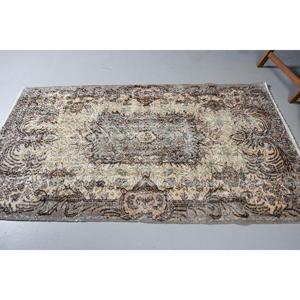 พรมวินเทจตุรกีขนาด 3.9x6.8 ฟุต พรมปูพื้น พรมขนสัตว์สีเทา - Product Image 4