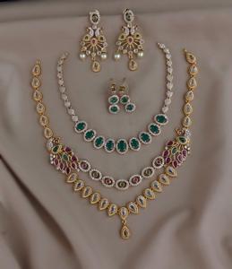 Conjunto de collar con acabado mate CZ Premium para mujer, conjunto de collar mínimo de lujo, ropa de fiesta perfecta para oferta combinada, conjunto de ropa informal - Product Image 2