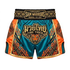 High Quality Retro Boxing <b>Shorts</b> Custom Patchwork Satin Breathable Polyester/Cotton Regular Fit Adult Training Wear <b>UK</b> USA - Product Image 6