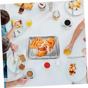 2 jeux de bacs d'égouttage en acier inoxydable Plateau de service pour aliments Plateau pour collations Conteneurs en acier inoxydable Plateaux pour fruits Cont - Product Image 5