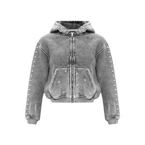 เสื้อฮู้ดผ้าซักกรดของผู้ชายผ้าคอตตอนพิมพ์ลายสตรีทไซส์ใหญ่พิเศษโลโก้ที่กำหนดเอง - Product Image 3