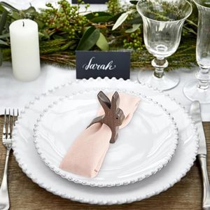 Bunny <b>Walnut</b> Napkin Ring 4 Vintage Rabbit Napkin Ring for <b>Table</b> Decoration for Wedding Valentine Banquet Christmas Holiday - Product Image 6