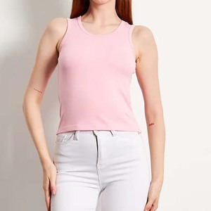 Top Deportivo Corto Personalizado, Transpirable, de Secado Rápido, Blanco, con Tiras, para Mujer, sin Mangas, Sexy, Ropa Deportiva - Product Image 2