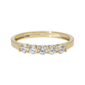 Elegante anillo de diamantes naturales de oro de 14 quilates con 5 piedras, atractivo de lujo atemporal con ajuste de punta, diamantes redondos de corte brillante - Product Image 4