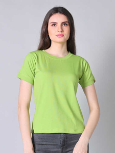 Alta calidad estirable cómoda suave y elegante cuello redondo media manga (Parrotgreen) camiseta para mujer - Product Image 2