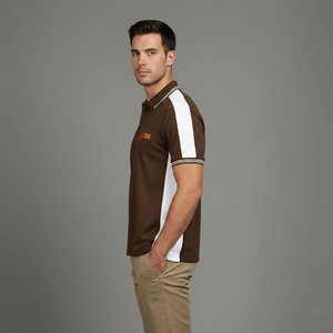 Polo de manga corta informal de verano para hombre, 100% algodón, de secado rápido, color sólido, con logo impreso personalizado, antipilling, para golf. - Product Image 2