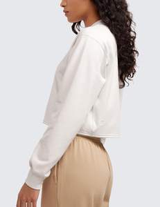 Wholesale Cotton <b>Ladies</b> Blank <b>Long</b> Sleeve Crop <b>Tops</b> Women's Sweatshirt Custom Logo Cropped Hoodie for Women - Product Image 5