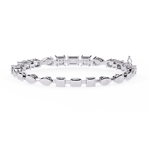 Emerald Princess Pear Round Designer Lab Grown Multi Shape Mixed Cut Diamond Tennis <b>Bracelet</b> in 10K 14K 18K Gold - Product Image 3