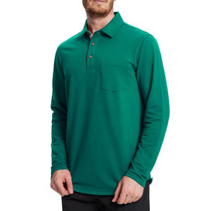 Polo à manches longues pour homme, de haute qualité, uni, 100% coton pur, polo à manches longues pour homme, impression brodée - Product Image 4