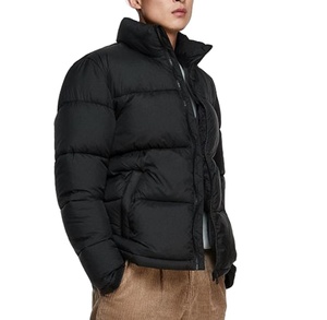 Veste d'hiver en duvet noire pour homme sur mesure OEM, veste matelassée en polyester pour homme, vêtements d'extérieur - Product Image 1