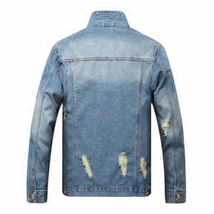 Nueva tendencia Diseño de moda Material de alta calidad Chaqueta de mezclilla para hombre MOQ bajo Chaquetas de jeans desgastadas cómodas y elegantes para hombre - Product Image 2