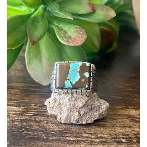 Trevor Jack Bezel Set <b>Turquoise</b> & Sterling Silver <b>Ring</b> Size 9.5 - Product Image 1