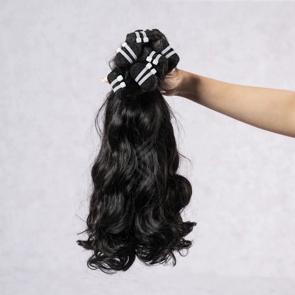 100% rambut Vietnam mentah alami bergelombang, 100% bundel rambut manusia Virgin berombak alami untuk wanita