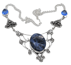 Unisex Fashion Adjustable Bangle Brass Silver Plated Vintage Style Anniversary Occasion Religious Design Sodalite <b>Blue</b> <b>Sapphire</b> - Product Image 2