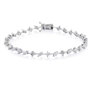 Pulsera clásica de oro blanco de 14 quilates, pulsera de tenis de diamante cultivado en laboratorio Moissanite para regalo de aniversario - Product Image 1