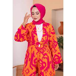 Cagla Ensemble 2 Pièces pour Femme Hijab en Viscose à Motifs Orange - Product Image 2