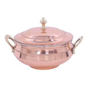 Bol à riz en cuivre avec poignée en laiton personnalisée, design de pot, prix de gros, bol à riz en cuivre pour vaisselle, logo personnalisé avec couvercle - Product Image 5