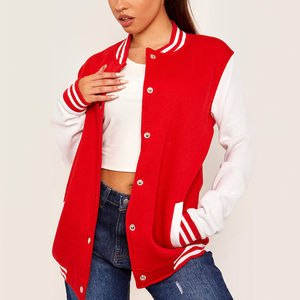 Veste de baseball en laine tricotée pour femme, bleu, manches contrastées, respirante, toile, doublure en coton solide, hiver, fabrication directe - Product Image 1