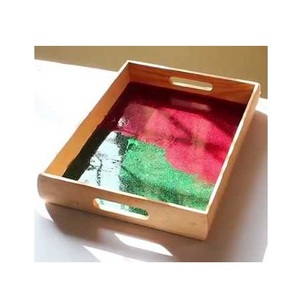 Serving Tray for <b>Coffee</b> Table - Stylish Kitchen Decorative Tray With Enamel <b>Print</b> Premium Quality Elegant Home and Kitchen Decor - Product Image 3