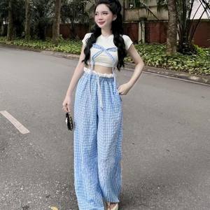 ชุดครอปท็อป2ชิ้นสำหรับเด็กผู้หญิงชุดครอปท็อปแบบธรรมชาติซักได้ฤดูร้อน - Product Image 2