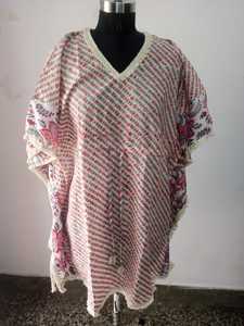 Women's Handblock Cotton Printed Kaftan Casual Beach Dress Top Printed Kaftan for Beach Wear - Product Image 5