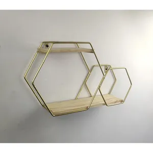 Modern Design Wood Metal Frame Floating <b>Shelves</b> Elegant Wall Mounted Latest Decor for Living Room Cheap Price - Product Image 4