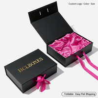 Boîte cadeau magnétique rigide noire personnalisée, carton premium, emballage pour extensions de cheveux, perruques, cosmétiques, laminage mat, logo en feuille d'or