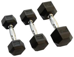 Haltères hexagonaux de haute qualité avec revêtement en caoutchouc anti-bruit et anti-roulement pour la maison, la salle de sport et l'entraînement commercial - Product Image 1