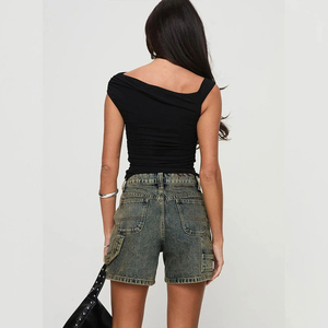 Women's <b>High</b>-<b>Waisted</b> Casual Denim Shorts Summer Vintage Style Straight Sexy <b>Cargo</b> Pants Shorts Oem Service 2026 - Product Image 2