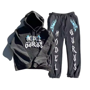 Conjuntos de Sudadera y Pantalones Acampanados de Algodón 100% Ecológico Transpirable de 400 GSM Personalizados para Streetwear, Unisex, de Alto Gramaje - Product Image 6