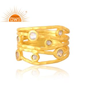 แหวน925เงินสเตอร์ลิง18K ชุบทอง18K แหวนพลอยบุษราคัมสีขาวธรรมชาติ - Product Image 3