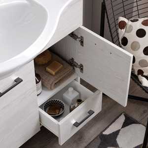 105cm Modern White Oak <b>Floor</b>-Standing Bathroom Cabinet with <b>Mirror</b> Ravenna Wall Unit Set - Product Image 5