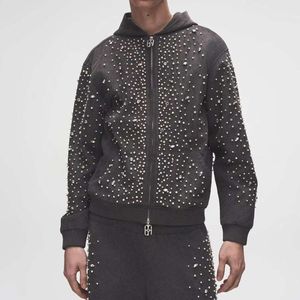 Nouveaux survêtements d'hiver pour hommes à capuche, légers et très vendus, 100% coton biologique, fabriqués au Pakistan, style unique, respirants avec strass - Product Image 3