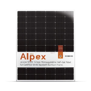 Panel Solar Monocristalino de Media Celda Alpex Solar de 570W Tipo N con Certificación TUV, Lámina Trasera Blanca y Marco de Aluminio - Product Image 2