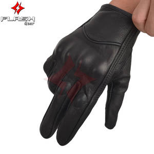 Gants de moto de sport de plein air en cuir de chèvre véritable noir de qualité supérieure, unisexes, pour la course à vélo - Product Image 4